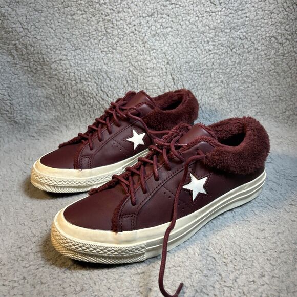 CONVERSE Unisex 1 Star Oxford Leather Fur Lined Sneakers, US W 7.5 M 5.5 - Picture 5 of 11